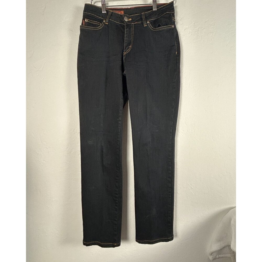 Mu Jeans Authentic Dungarees Womens Black Denim Straight Jeans Size 4 Stretch